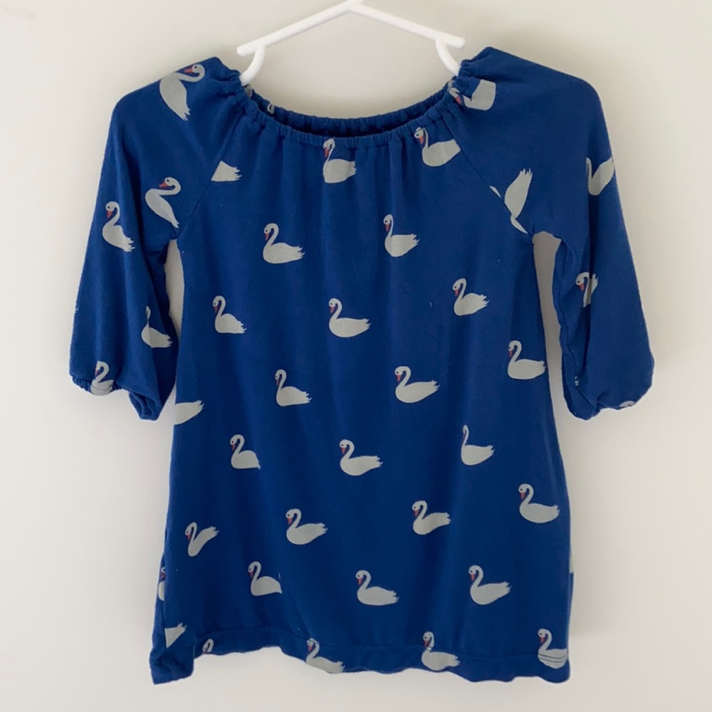 Kickee Pants Blue Swan 3/4 Sleeve Swing Dress in Size 6-12M.